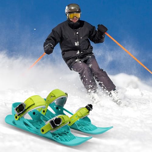 JOJOCY Mini Ski Skate, Adjustable Short Ski Skates Fits Sizes 5-14 Snowskates Snowblades Skiboards Winter Snow-Skiing Equipment Winter, Christmas, Cooling, First Snow Gifts (Gift Box) (Green)