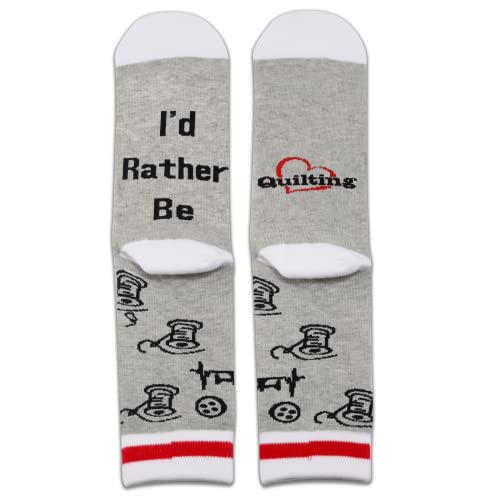 image for PXTIDY 2 Pairs Quilting Socks Sewing Gift Women Quilter Gifts I'd Rath