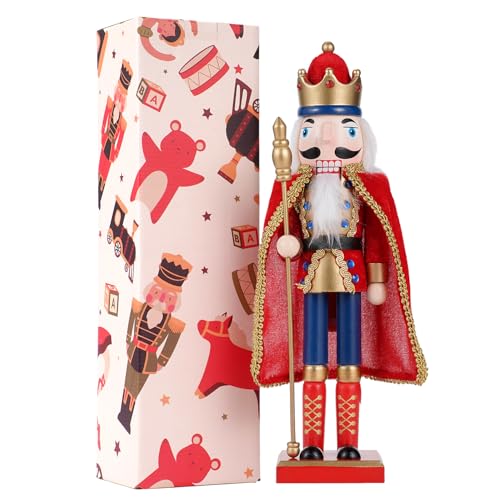 COMBIUBIU 14.8 inch Christmas Decorations Nutcracker Soldiers,Premium Wooden Traditional Nutcracker Figures,Festive Collectible Nutcracker Gift for Thanksgiving Christmas Decor(Red)