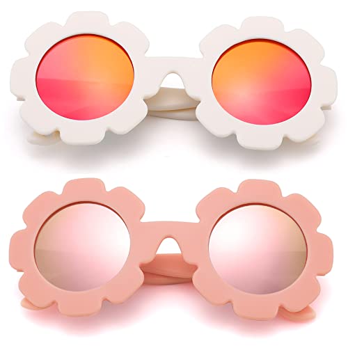 Hycredi Flexible Bendable Flower Baby Polarized Sunglasses with Strap for Newborn Infant Girls Age 0-24 Months4