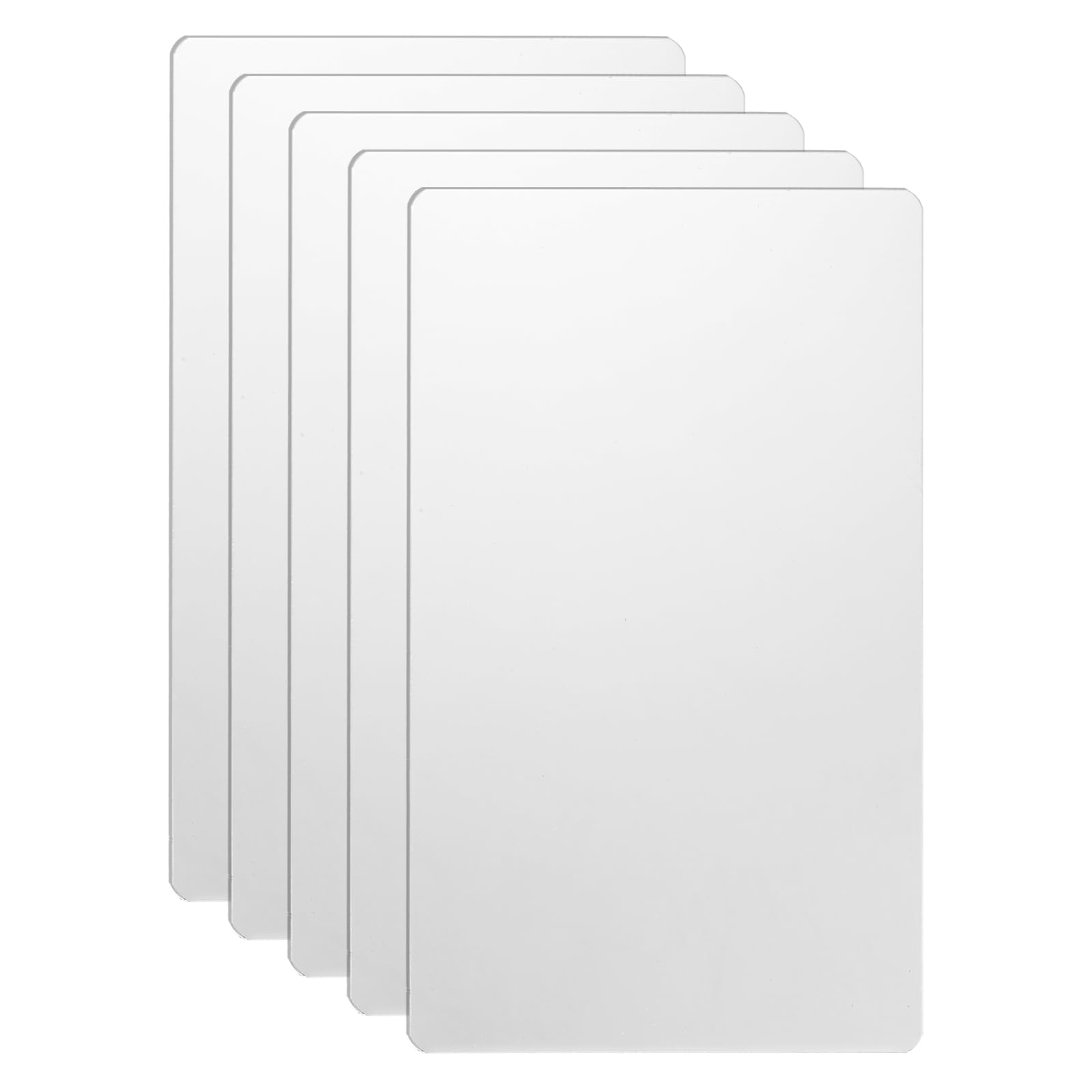 sourcing map 5pcs Metal Business Card 100 x 60 x 0.5mm 304 Stainless Steel Mirror Laser Engraving Cards Custom Blanks CNC Engraving Sheets for House Office DIY Gift Invitations, White