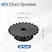 uxcell 2 Pcs #25 Chain Roller Sprocket 8mm Bore, 25 Tooth C45 Carbon Steel ANSI #25 Roller Sprocket Round Hole with Set Screws for ISO 04C Chain