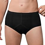 Carer Mens Incontinence Pants Reusable Washable Cotton Briefs with Absorbent Pad 200ML Urine Volume Leak Proof for Daily Use Travel & Post Surgery Black L Size