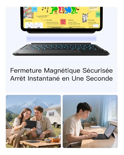 Inateck Coque Clavier iPad 10e/11e Gén, Magnétique, Rétroéclairé 7 Couleurs – vue 4