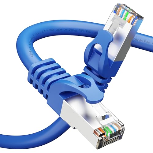 Câble reseau Cat6A GearIT bleu 10G blindé 26AWG cuivre solide pour switch et routeur
