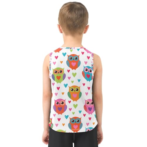J JOYSAY Owl Heart Colorful Boys Tank Top Sleeveless Muscle Shirts Quick Dry Kids T-Shirts 3-15T3