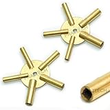 PRAZTECH® 10‑in‑1 Solid Dual Brass Clock Winding Key Set – Universal Odd & Even Sizes 2 to 11 | For Mantel, Wall & Antique Clocks