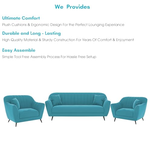 Image of Atticus 3+1+1 Seater Sofa Set for Living Room (Turquise Colour) Premium Fabric Sofa