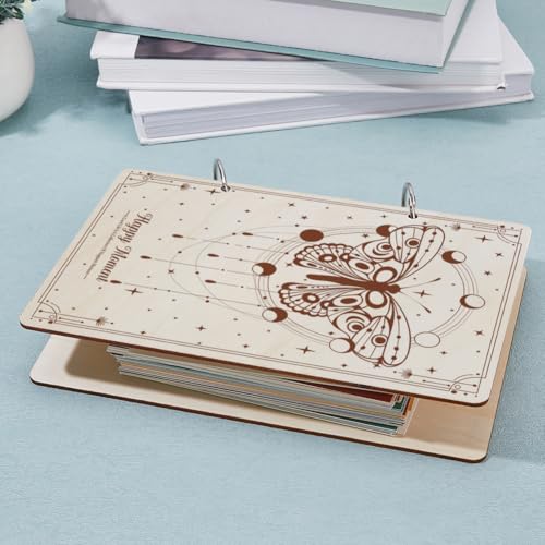 SUPERDANT Grußkarten Organizer Für Lose Blätter Happy Moment Grußkartenalbum Halter Buch 2 Ring Hülle Mondphase Schmetterling Kartenhalter Grußkarten Binder Karten Andenkenhülle