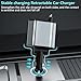 Retractable Car Charger, 120W 2.7Ft Retractable Cables and 4 Electronic Ports, Car Accessories Compatible for iOS & Android Cell Phones All Device Charging
