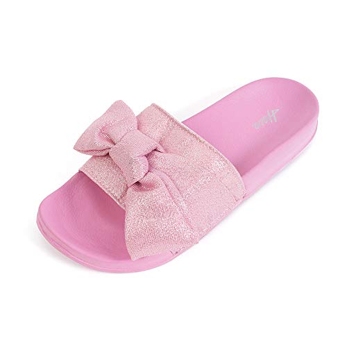 Image of FUNKYMONKEY Women's Bowknot Slides Sandals Comfort Casual Beach Slippers | Soft Denim Fabric Upper & Comfortable EVA Sole, Lightweight Slip-On Slides for Summer, Beach, Pool, and Daily Casual Wear