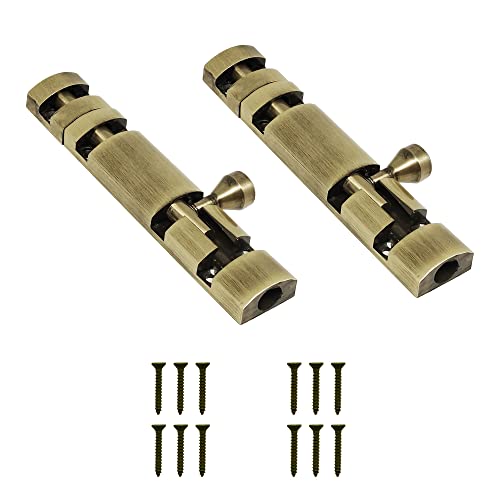 Image of Volo Premium 4 inch Xylo Tower Bolt /Door Latch /kundi /chitakni /Chitkini (Stainless Steel Rod) (Antique Brass Finish) (Size 100mm) (4 inch-100mm, 2)