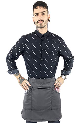 Under Ny Sky Half Armor Gray Apron With Durable Twill – Bistro Apron, Waist Apron Adjustable For Men And Women – Professional Barista, Bartender, Mixologist, Florist, Server Aprons #TOP6