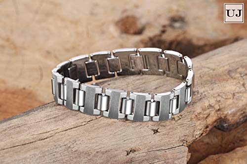 Urban Jewelry Mens Link Bracelet, Stylish Solid Tungsten Bracelet for Men (8.3 Inches, Matte Black, Shiny Black and Silver Option)4