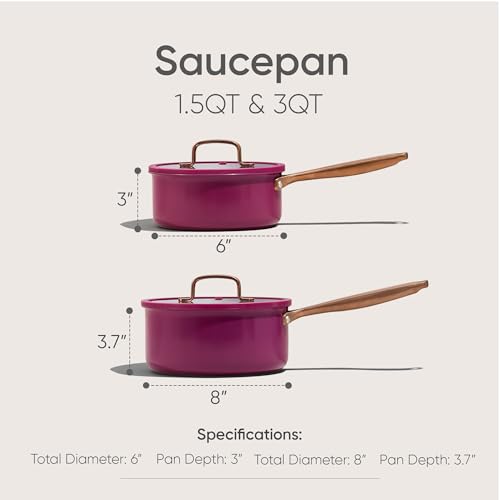 Image of CAROTE 1.5Qt & 3.0Qt Stainless Steel Saucepan Set, Non-Toxic 3-Ply Stainless Steel Cookware Set with Lids, Small Kitchen Pots, Oven Safe, Compatible with Induction, Ceramic, Gas