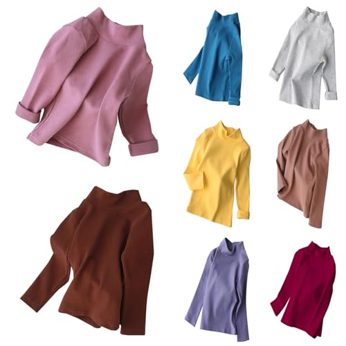 Betadog Girls Turtleneck Sweater Kids Casual Long Sleeve Pullover Tops Long Sleeve Turtleneck Solid (Grey, 6-7 Years)