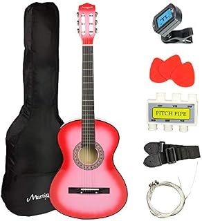 Martin Smith 38 Inch Acoustic Guitar, Pink, With Case, Pick, Tuner, Strap, Extra