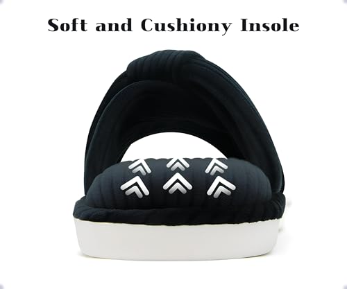 Image of Memory Foam House Slippes for Woman, Comfy Open Toe Women's Bedroom House Shoes, Cross Band Slippers with Bow for Indoor and Outdoor, Gift for Women Ladies and Girls