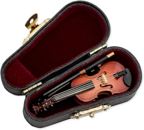 Broadway Gift Co. Miniature Violin Polished Instrument 3 inch Wood Table Top Décor
