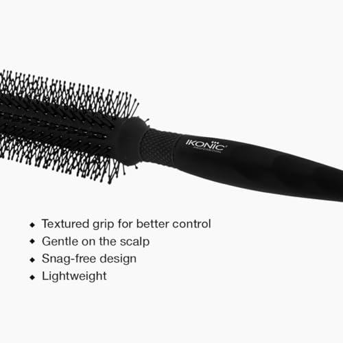 Image of Ikonic Professional Carbon Fibre Roller Brush with Ionic Technology, Anti Frizz Styling, Curling, Volumizing & Waves for Women & Men, All Hair Types, Heat Resistant, Salon & Personal Use - CFB 15