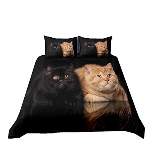Linda Gato Juego de Cama Funda Nórdica con Cremallera de Animales 3D Negro Marrón Gatito Primavera Otoño Invierno Ropa de Cama de Microfibra para Niños Niñas (Color 3, 180_x_210_cm Cama 90cm)