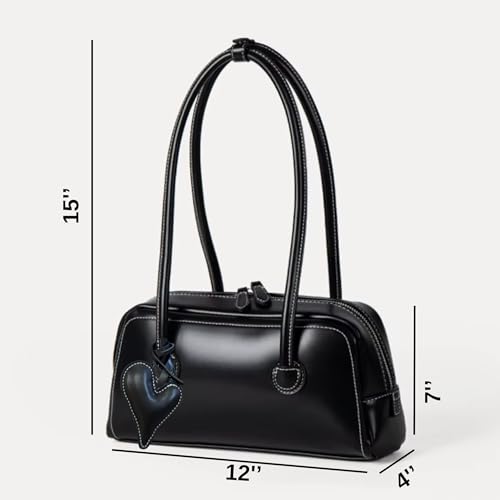 Image of Shoulder Bag for Women Vegan leather Vegan Suede Vintage Handbag Retro Classic Small Hobo Purse with Heart Charm
