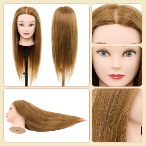 Neverland Beauty & Health 24 inch Hair Mannequin Head 60% Real Human Hair Hairdressing Head Cosmetology Styling Head With Braid Set Mannequin Stand - Image 2