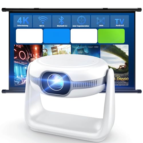 Proiettore 4K Supporta,600 ansi proiettore a batteria WiFi 6 Bluetooth 5.2,K1 Proiettore Video per Casa e Ufficio 1080P Nativo Full HD, Videoproiettore 4k Home Cinema per Smartphone/TV Stick/PS5
