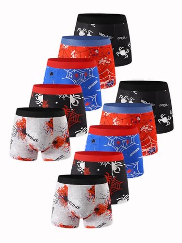 Boys Underwear with Spider and Web Print Boxer Briefs Multicolor Pack of 10 Boys Comfort Shorts (US Age 5 Years N161)