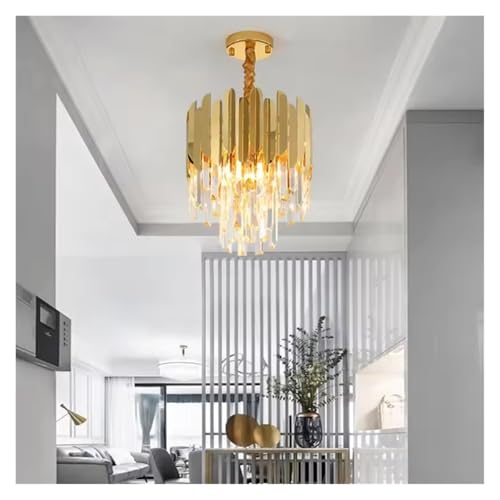 Lámpara colgante redonda dorada CXYWBD con cristal de lujo para techo de salón