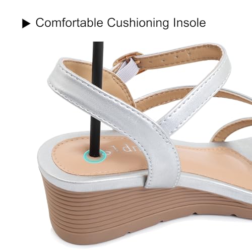 Image of Wedge Sandals for Women Dressy, Comfortable Summer Low Wedges Womens Open Toe Strappy Sandal
