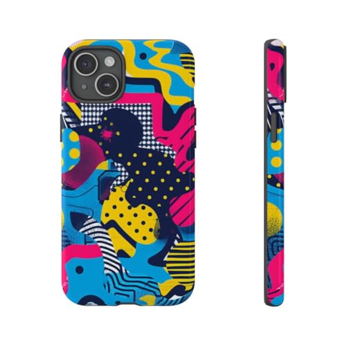 Coque jaune iPhone 15 Plus motif géométrique pour illuminer votre quotidien