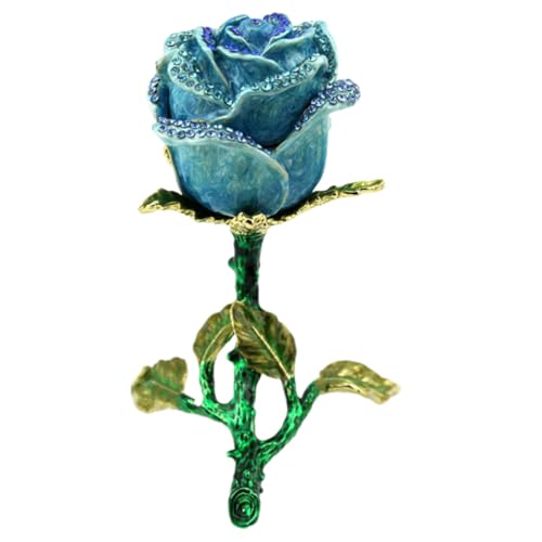 CLISPEED Scatola Porta-Anelli a Forma di Rosa Strass Portafedi Nuziali Compatto e Leggero Custodia per Anelli da Matrimonio e Fidanzamento Facile Apertura per Uso Quotidiano Porta