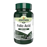 Natures Aid Folic Acid 400mcg Supports Prenatal Health, Red Blood Cell Formation, DNA Synthesis Vegan, Non-GMO, Gluten-Free High Potency Natural Supplement 90 Tablets