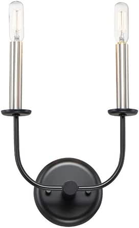Maxim Wesley-2 Light Wall Sconce-9 Inches Wide by 12 inches high-Black/Satin Nickel Finish