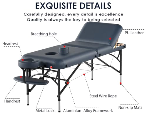 Image of CLORIS 84 inch Professional Massage Table 3 Section Portable Hold Up to 1100LBS