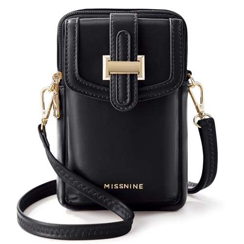 Missnine Small Crossbody Bags for Women Vegan Leather Cell Phone Purses Trendy RFID Wallet Purses with Adjustable Strap