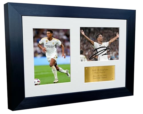 Cadre photo dédicacé Jude Bellingham Real Madrid A4 aux finitions dorées premium
