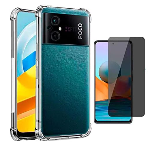 Capa Capinha Anti Impacto Poco M5 + Película Frontal Privacidade Anti Espiao
