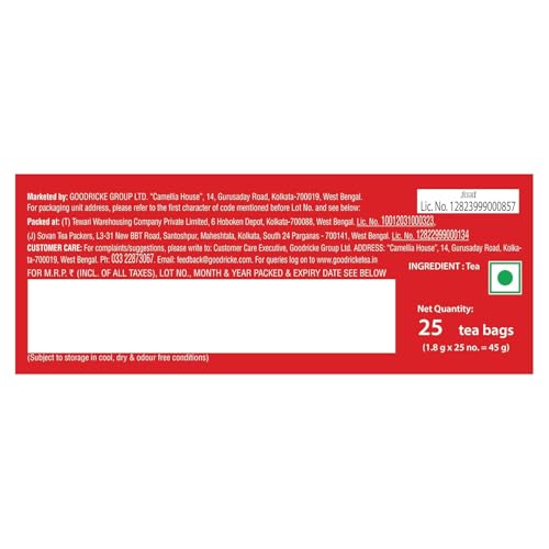 Image of Goodricke Roasted Darjeeling Tea Bags 25 Bags Pack of 1 | Original Long Leaf Chai | Flavoury Golden Orange Pekoe | Premium Black Tea | Rich Taste Flavor | Single Estate