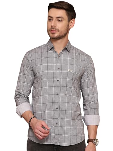 Image of Majestic Man Men's Comfort Slim Fit Pure Cotton Opaque Checked Casual Shirt