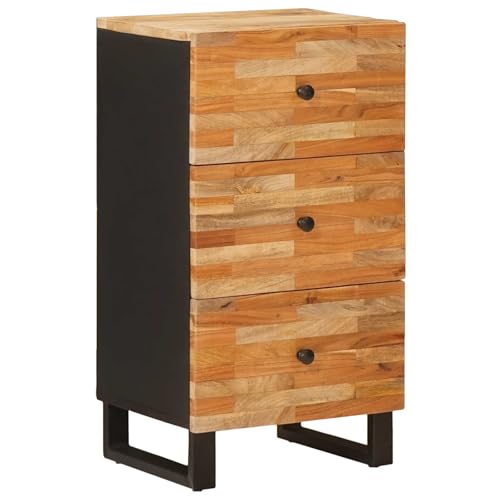 Armario lateral de 40 x 33 x 75 cm con cajones: mueble auxiliar de madera de mango para salón