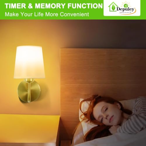 Image of Depuley Battery Operated Wall Sconce: Set of 2 Wireless Wall Lights with Remote Control - Rechargeable 10000mAh RGB Wall Lamp with 15 Colors, Gold Finish for Bedroom Living Room Hallway Home Decor