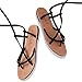 SANDALUP Black Women's Flat Sandals Gladiator Tie up Sandals Cute Open Toe Strappy Braided Ankle Strap Lace Up Sandals for Women Size 8