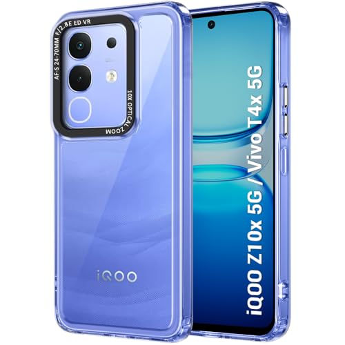 Image of TheGiftKart Hybrid Shockproof Back Cover Case for iQOO Z10x 5G / Vivo T4x 5G | Stylish Camera Border | Electroplated Buttons | Crystal Clear Hard Back Cover Case (TPU & PC, Transparent Bumper)