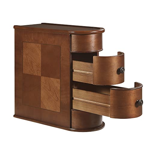 Farati Rustic Vintage Narrow Side Table With Storage, Slim Sofa Side Table, Lockers Cabinet With 2 Drawers Nightstand, Telephone Stand, Solid Wood End Side Table For Living Room Bedroom (Walnut) #TOP1