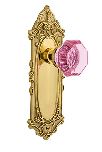 Nostalgic Warehouse 722694 Victorian Plate Single Dummy Waldorf Pink Door Knob in Polished Brass