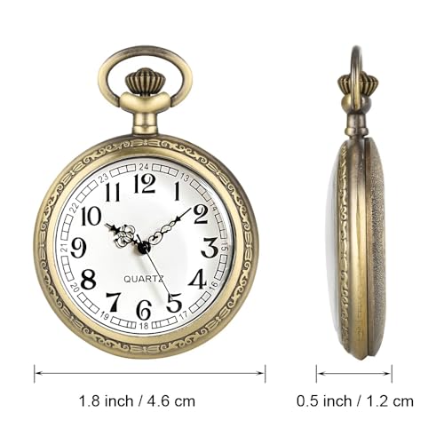 Image of Vintage Quartz Pocket Watches for Men with Chains, Analog Pocket Watch for Women, Gifts for Dad /Grandpa Gifts for Him for Birthday