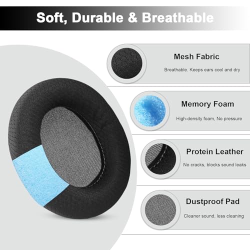 Arctis Pro Reemplazo de almohadillas para SteelSeries Arctis 1, 3, 5, 7, 9 Auriculares, cojines de tela de malla para auriculares inalámbricos Arctis Pro (Negro) miniatura 2