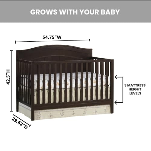 Image of Oxford Baby Nolan 4-in-1 Convertible Baby Crib, Espresso Brown, GreenGuard Gold Certified